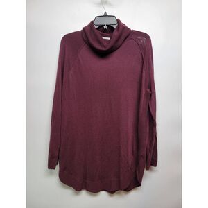 Caslon Women's Cowl Neck Wool Blend Scoop Hem Sweater Purple